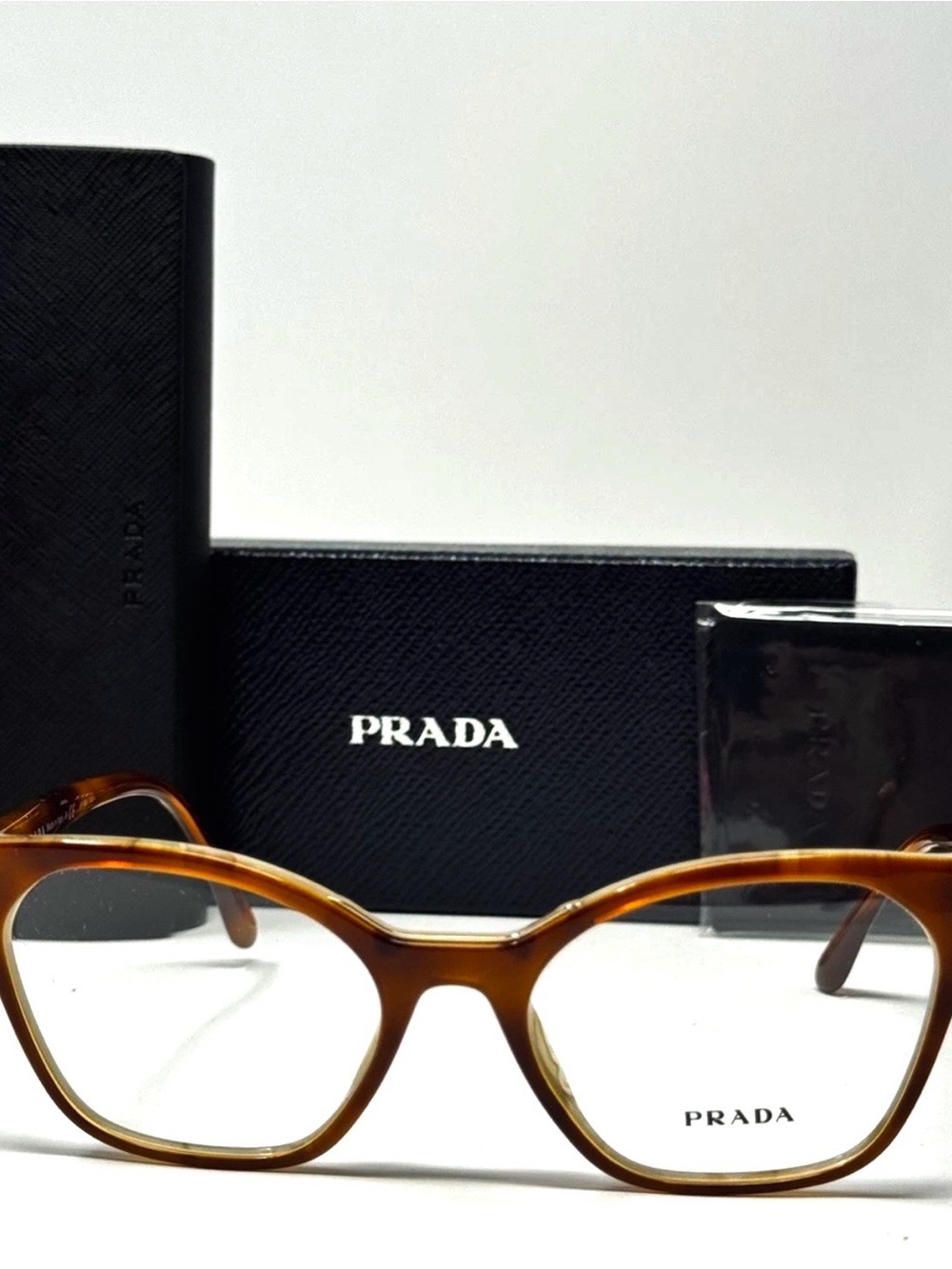 NEW PRADA VPRO9U 54-18-140 Havanastriped White Eyeglasses Unisex AUTHENTIC $480
